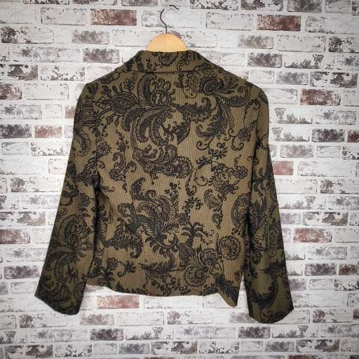 Brenda Beddome Olive paisley cropped blazer (Women's Size S)