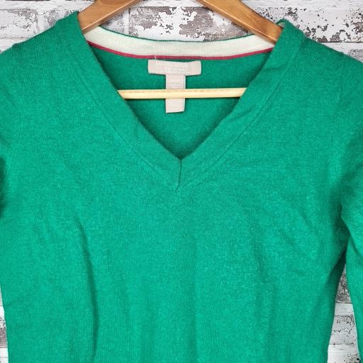 Banana Republic Green Merino Wool V-Neck Sweater (Women's Size M)
