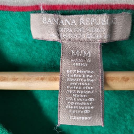 Banana Republic Green Merino Wool V-Neck Sweater (Women's Size M)
