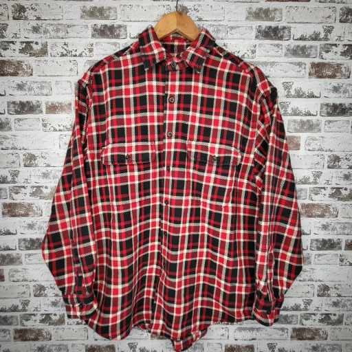 Eddie Bauer Red Black Plaid Flannel Shirt (Men's Size M)