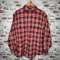 Eddie Bauer Red Black Plaid Flannel Shirt (Men's Size M)