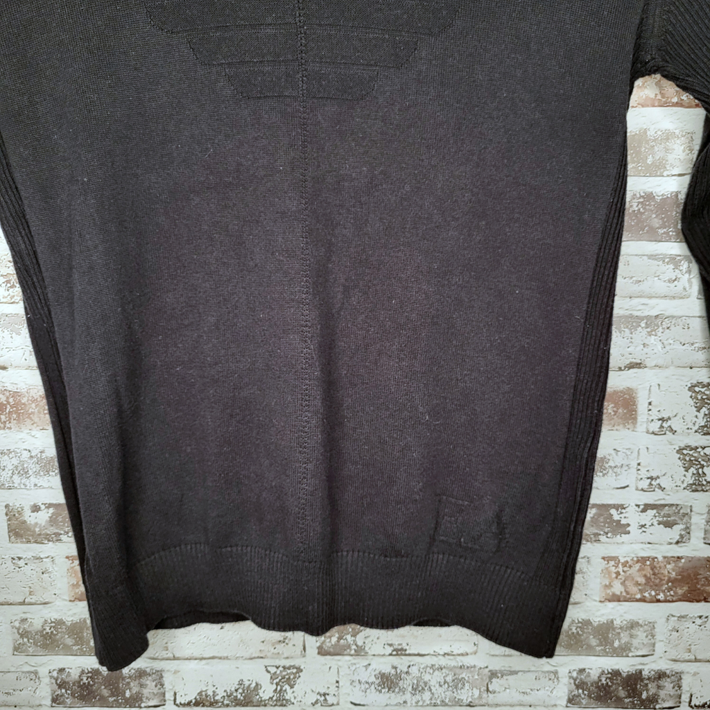 Emporio Armani navy V-neck sweater with eagle logo knit (Men's Size XL)