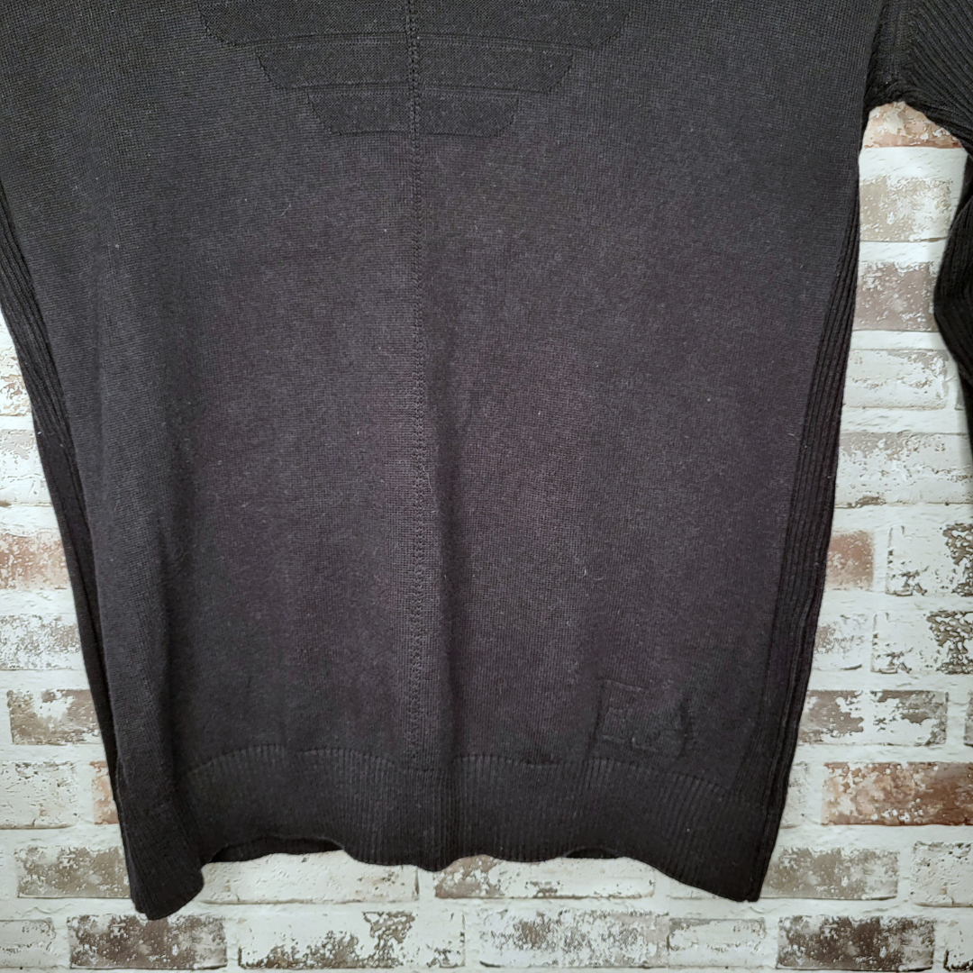 Emporio Armani navy V-neck sweater with eagle logo knit (Men's Size XL)