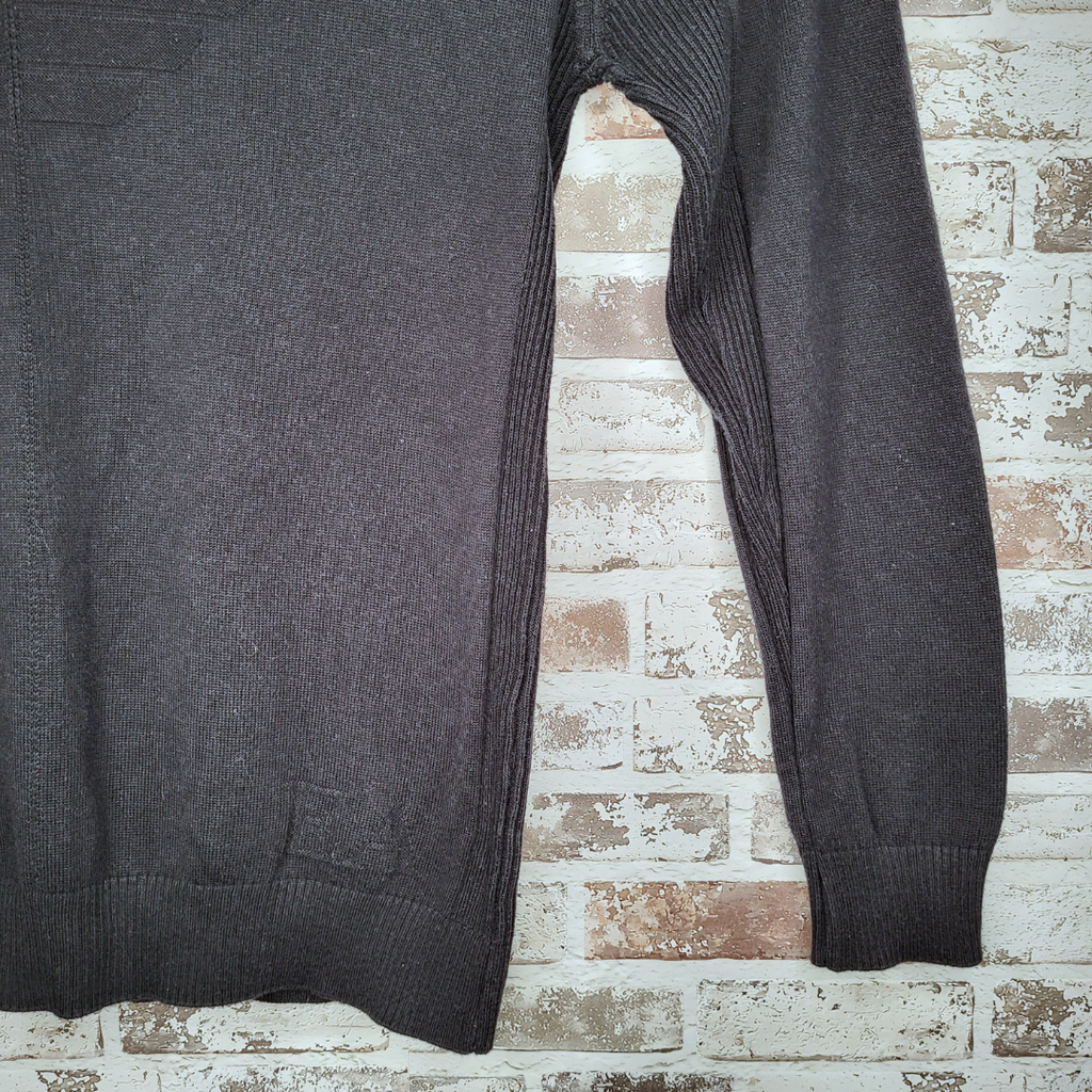 Emporio Armani navy V-neck sweater with eagle logo knit (Men's Size XL)
