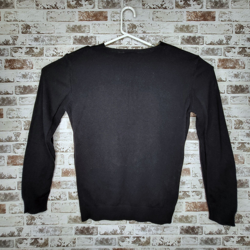 Emporio Armani navy V-neck sweater with eagle logo knit (Men's Size XL)