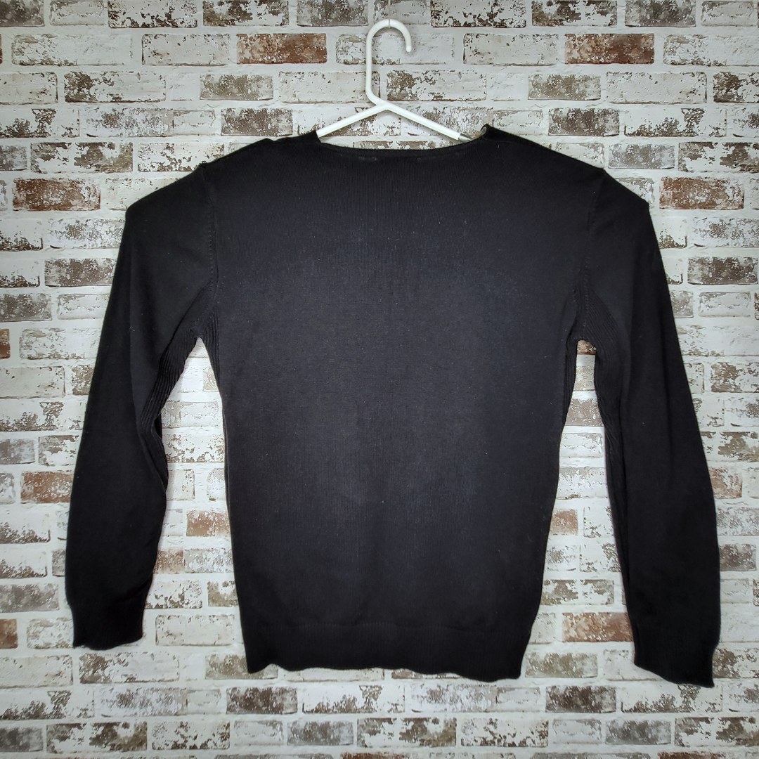Emporio Armani navy V-neck sweater with eagle logo knit (Men's Size XL)