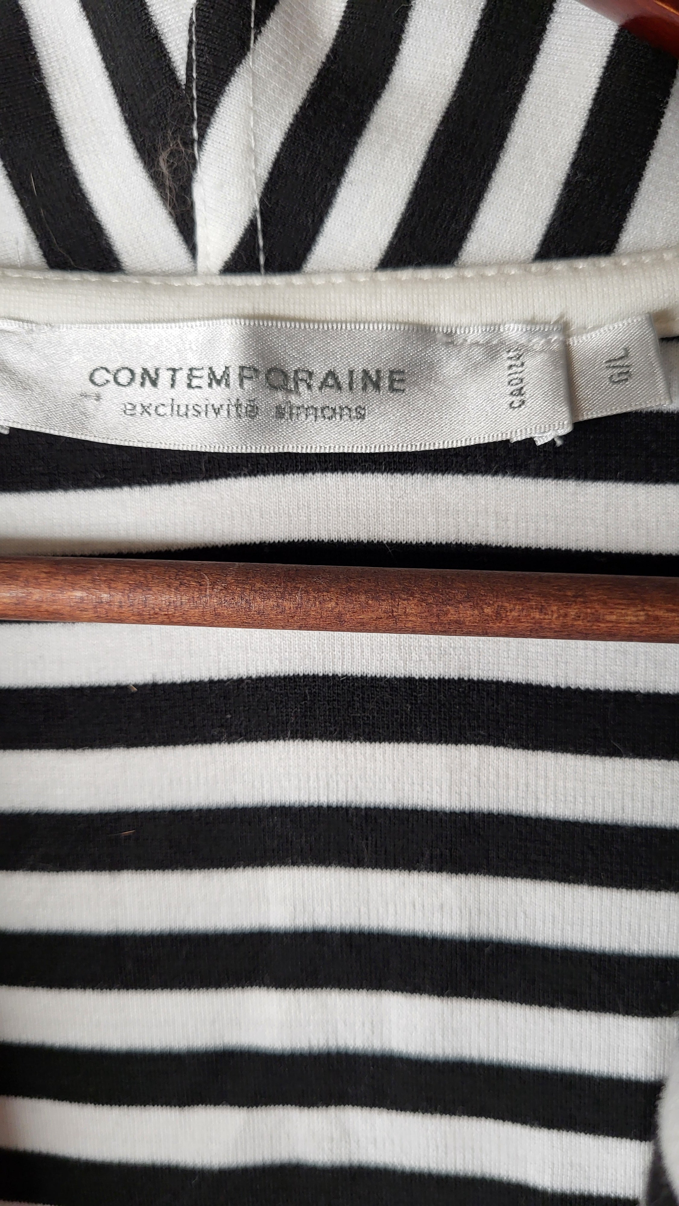 Contemporaine black/white striped open-front jacket (Women's Size L)
