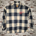 Bershka Navy Cream Buffalo Check Flannel Shirt (Men's Size M)
