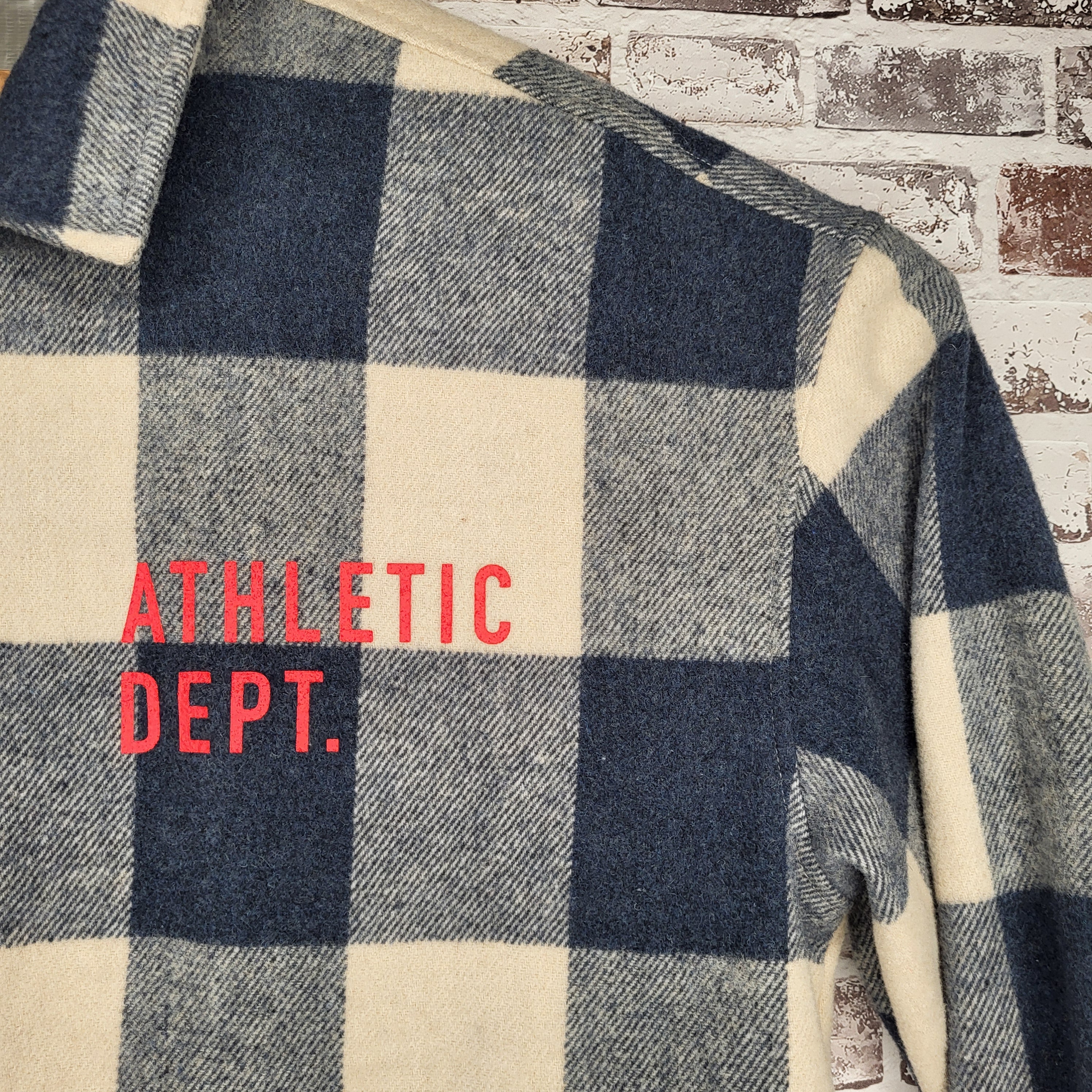 Bershka Navy Cream Buffalo Check Flannel Shirt (Men's Size M)