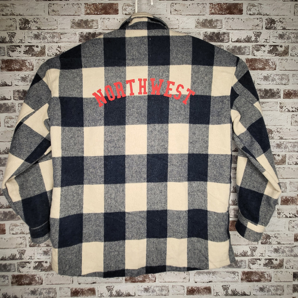 Bershka Navy Cream Buffalo Check Flannel Shirt (Men's Size M)