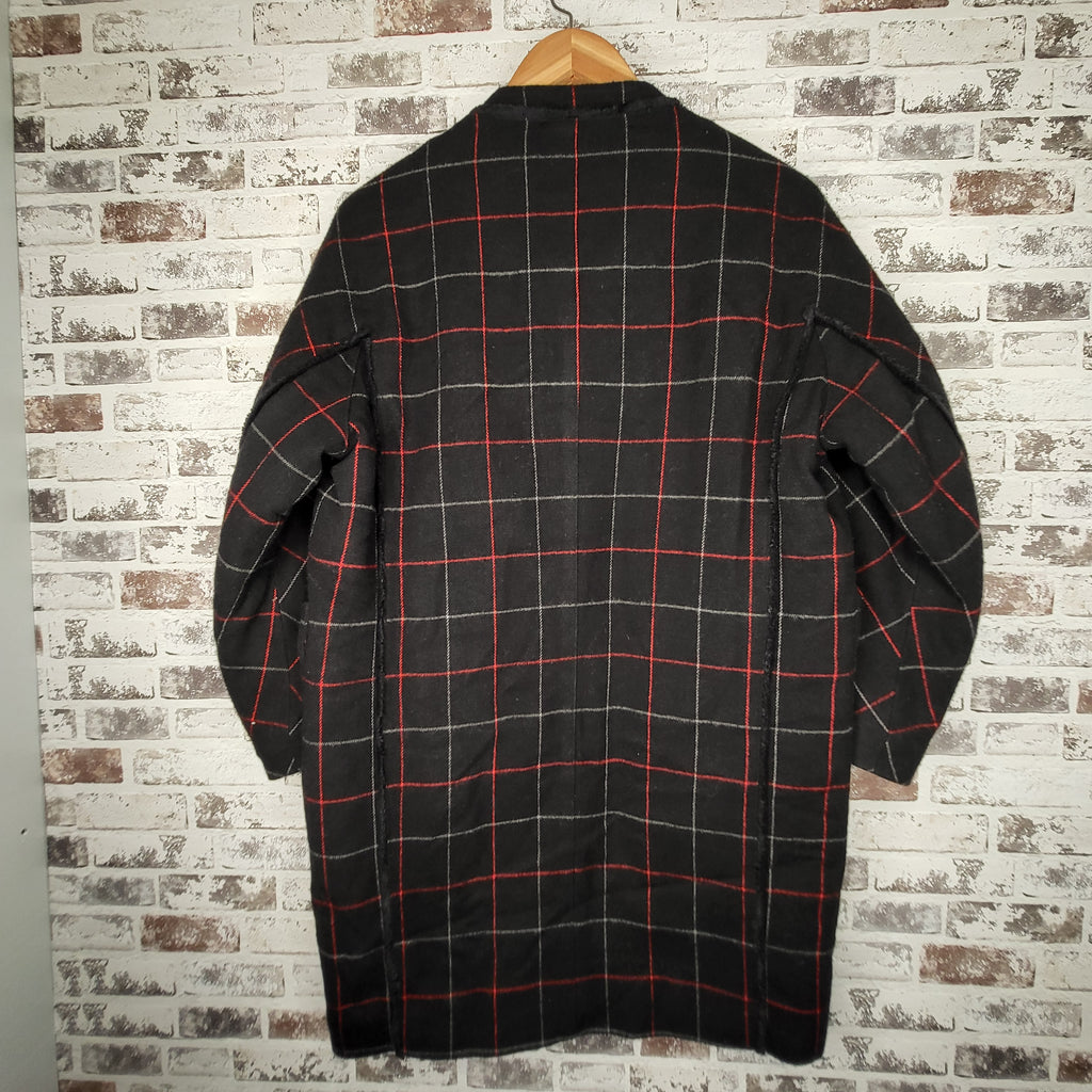 Basic House Black Red Plaid Coat (Women's Size 90 in S.Korea/US Size Small)