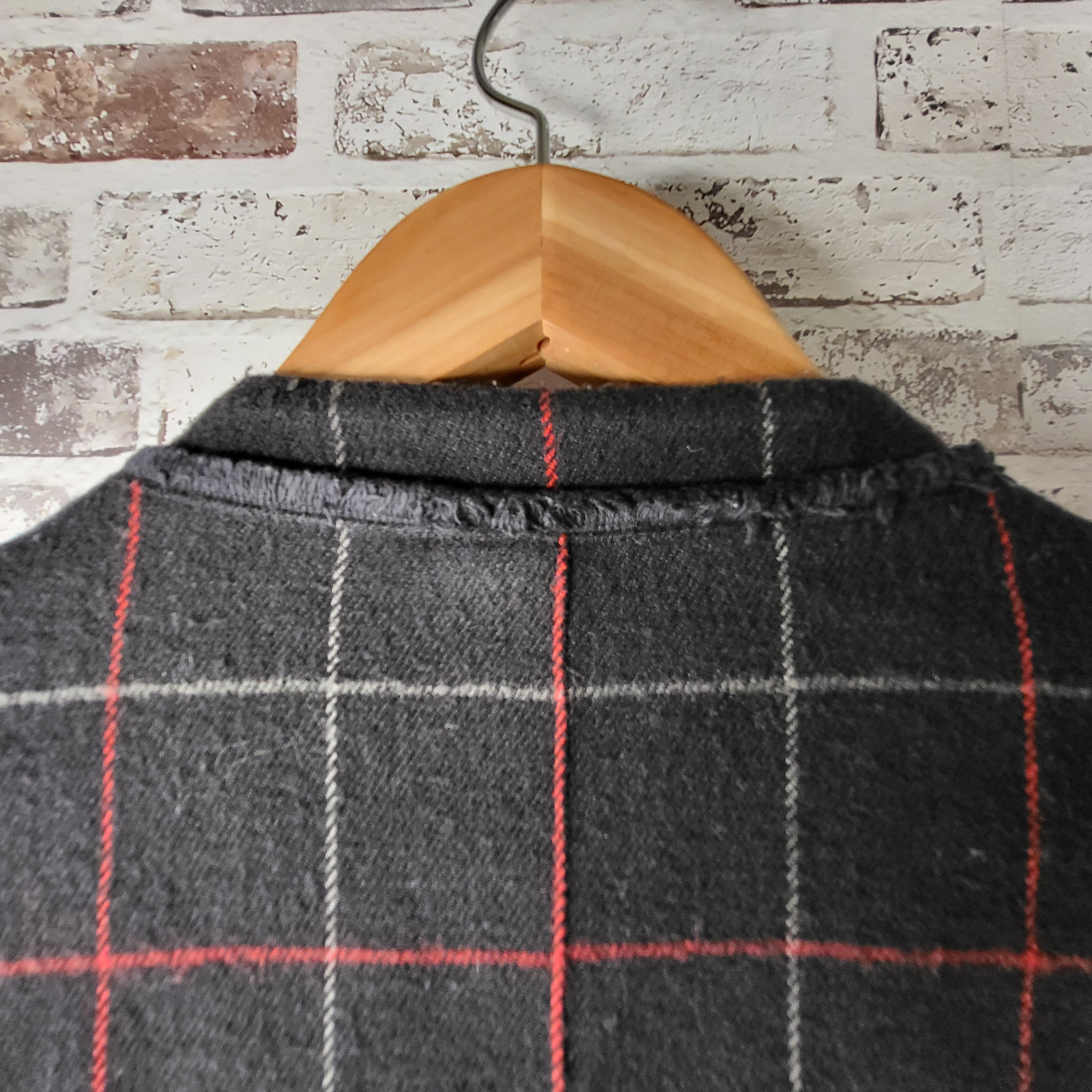 Basic House Black Red Plaid Coat (Women's Size 90 in S.Korea/US Size Small)