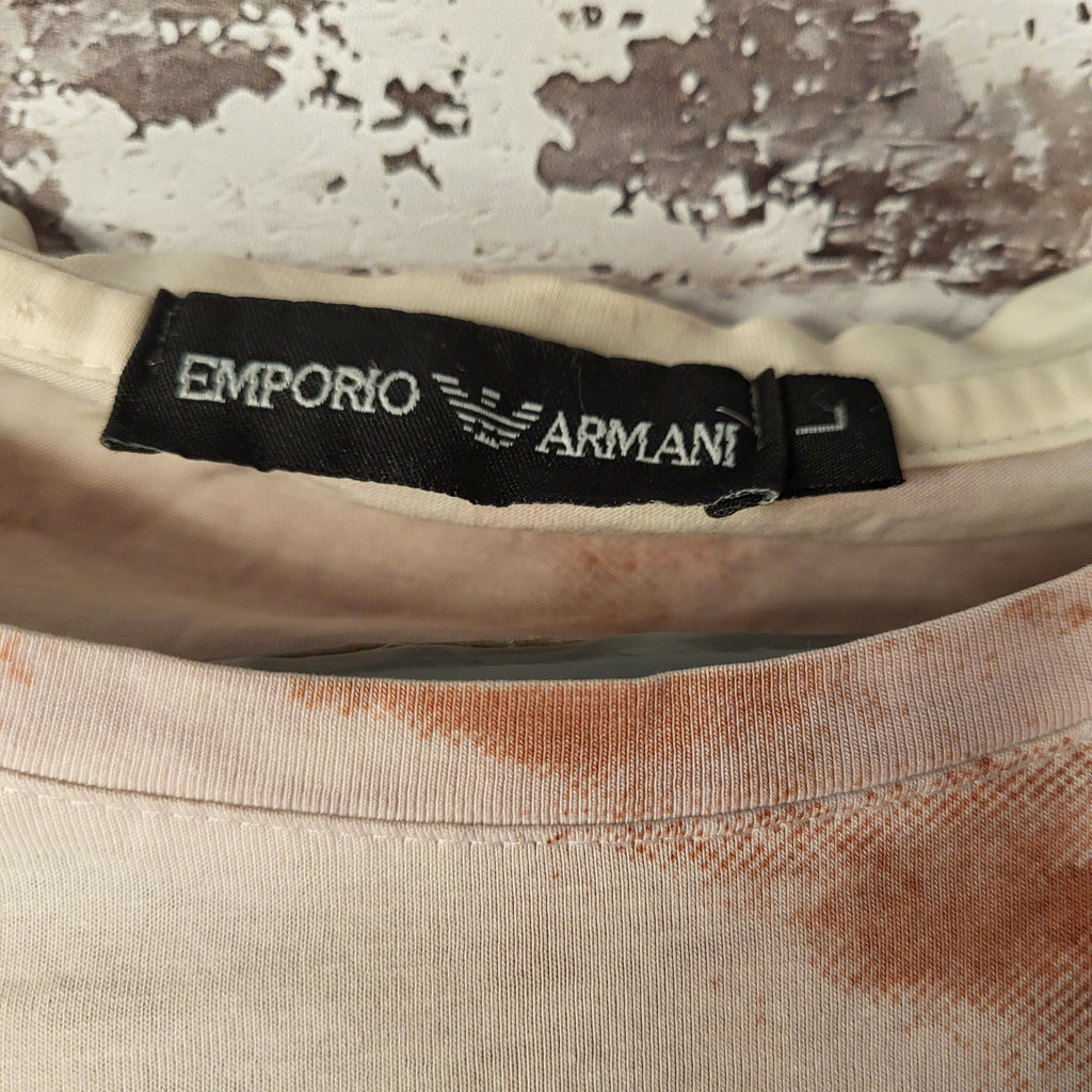 Emporio Armani white graphic t-shirt (Men's Size L)