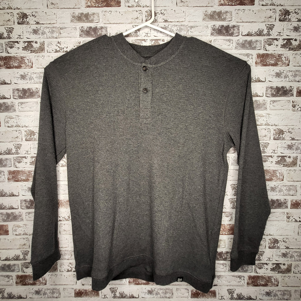 Roots Charcoal Waffle Long Sleeve Henley (Men's Size XL)