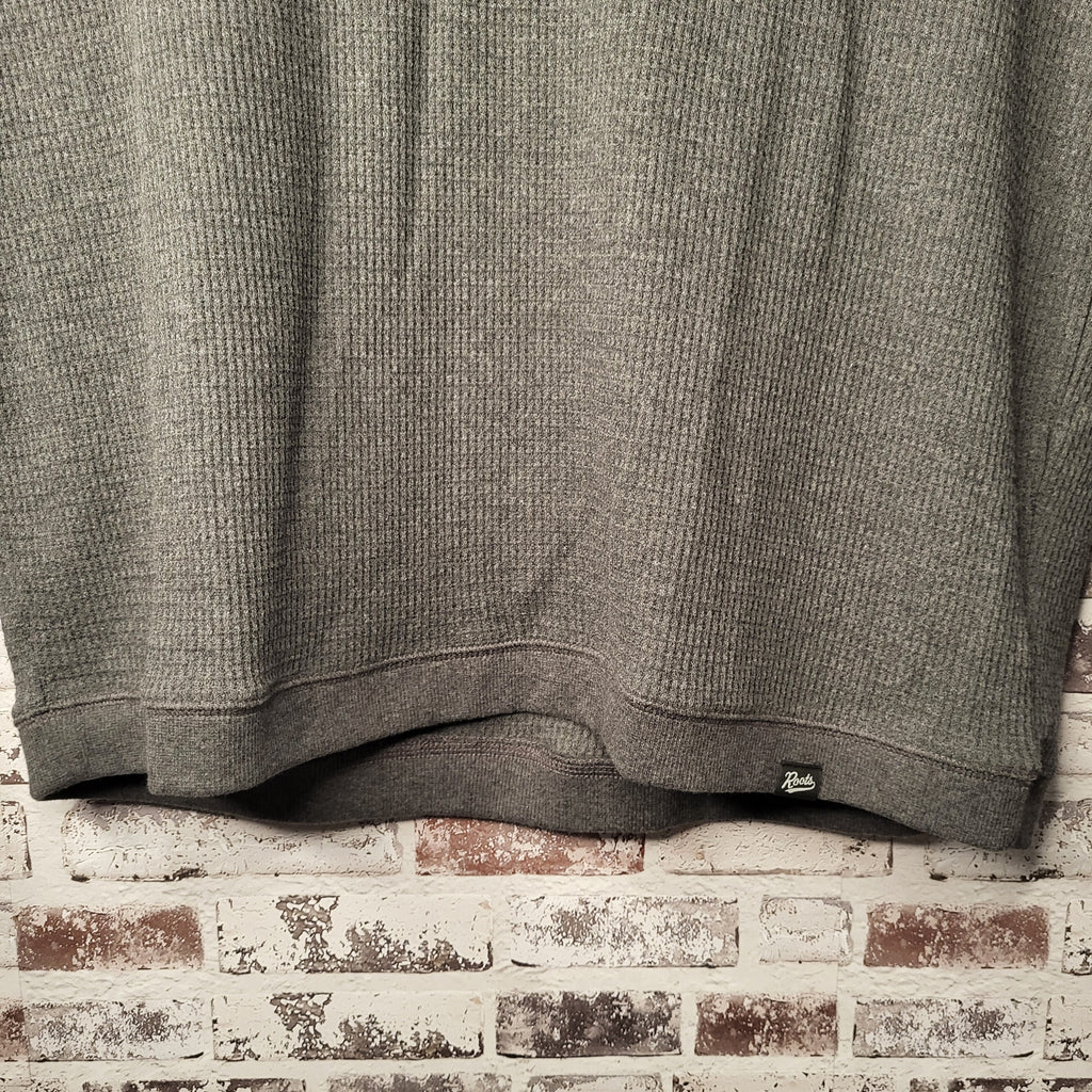 Roots Charcoal Waffle Long Sleeve Henley (Men's Size XL)