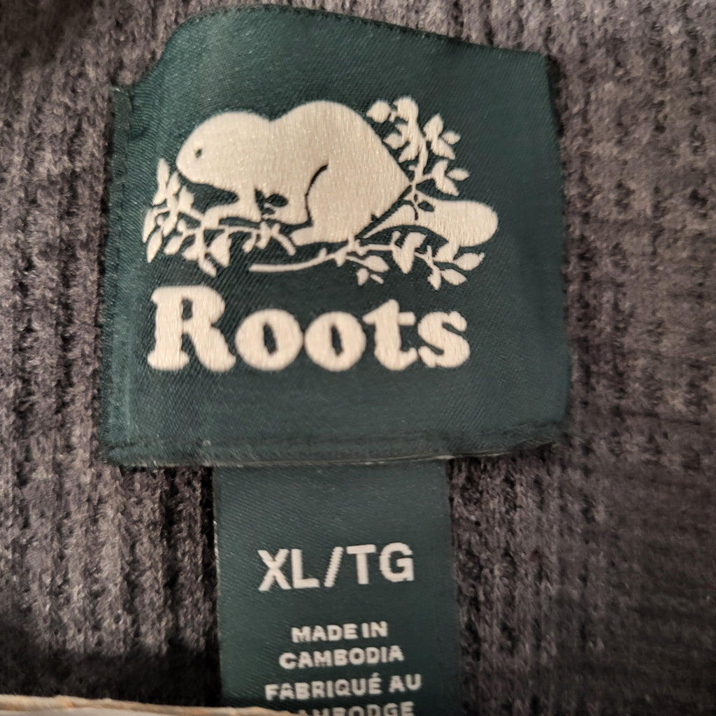 Roots Charcoal Waffle Long Sleeve Henley (Men's Size XL)