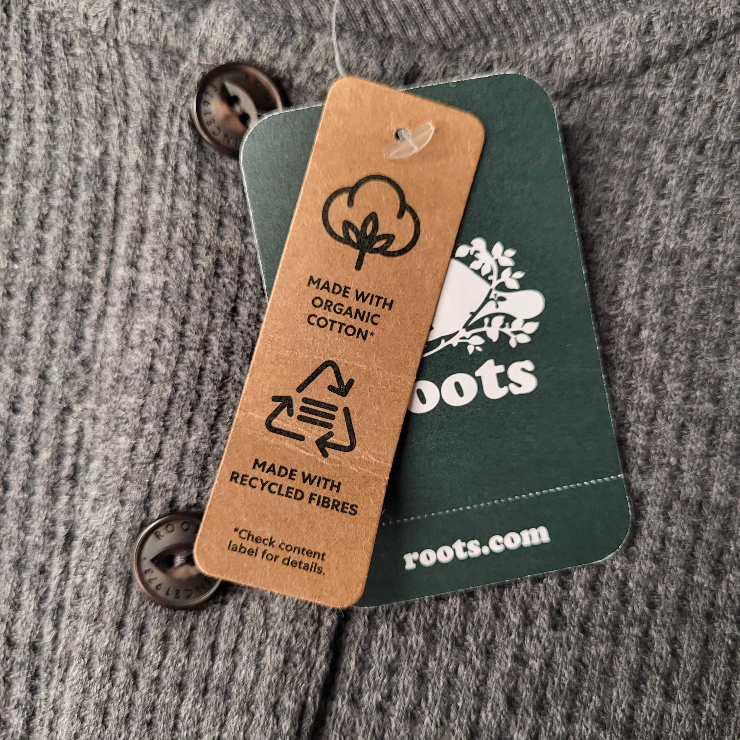 Roots Charcoal Waffle Long Sleeve Henley (Men's Size XL)