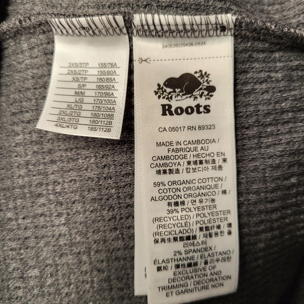 Roots Charcoal Waffle Long Sleeve Henley (Men's Size XL)