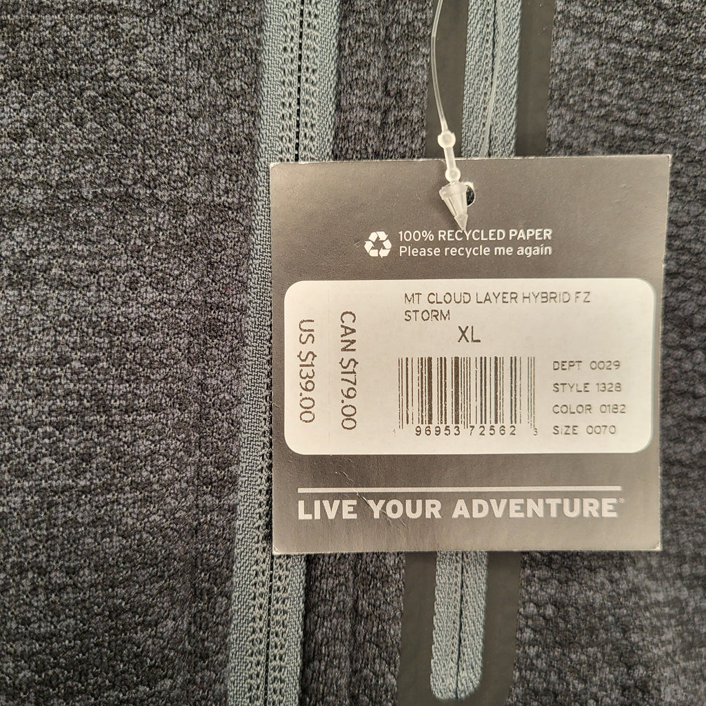 NEW Eddie Bauer charcoal grey First Ascent Cloud Layer hybrid full-zip hoodie (Men's Size XL)