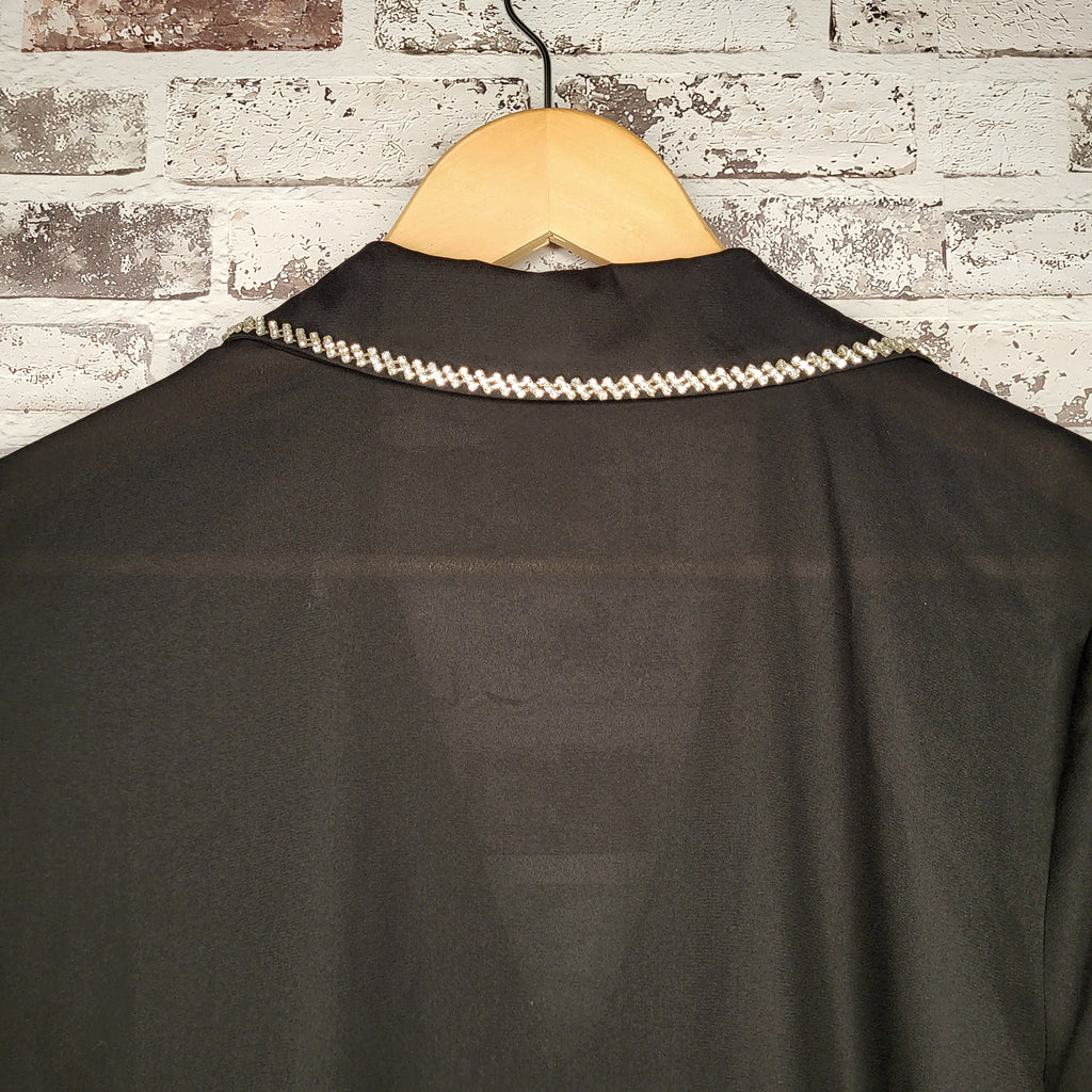 Worthington black embellished-collar blouse (Women's Size M)