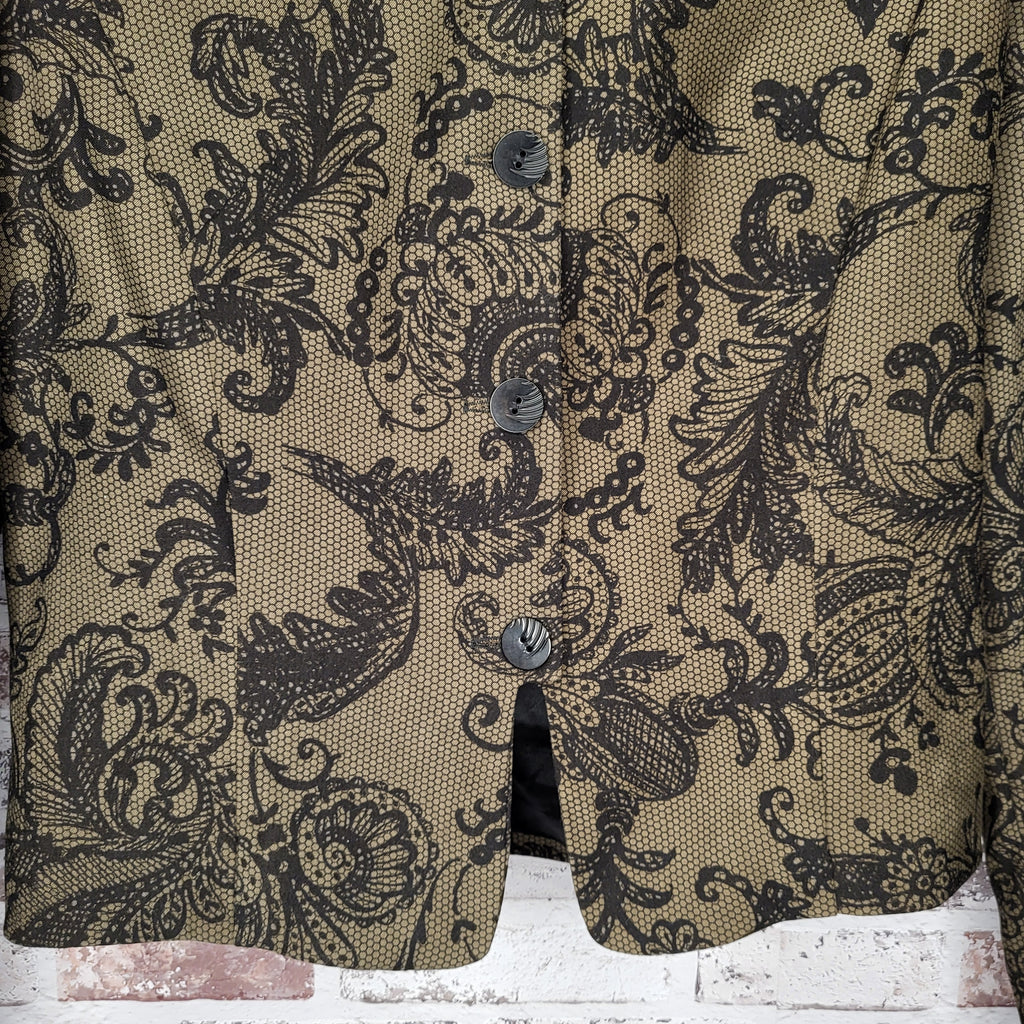 Brenda Beddome Olive paisley cropped blazer (Women's Size S)