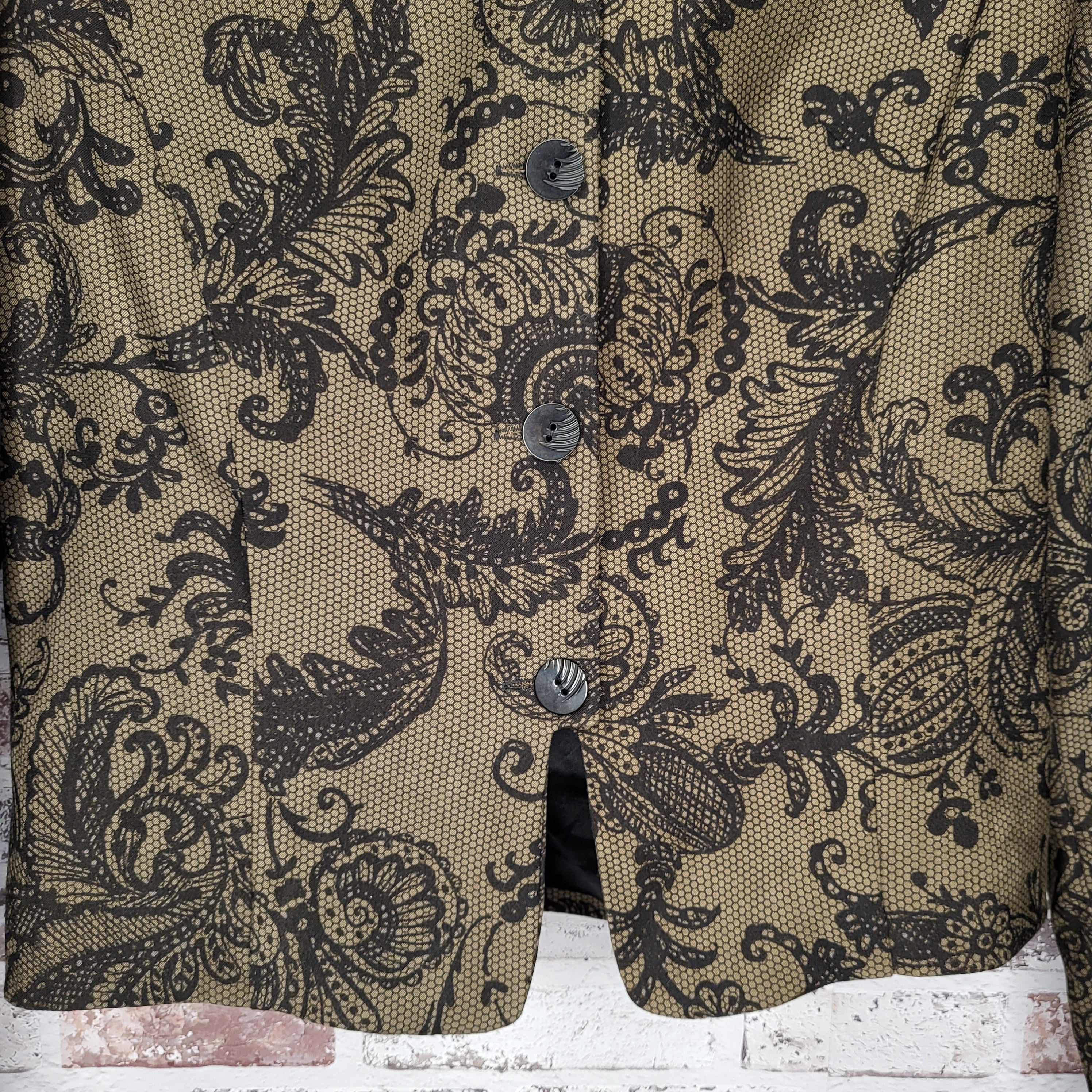 Brenda Beddome Olive paisley cropped blazer (Women's Size S)