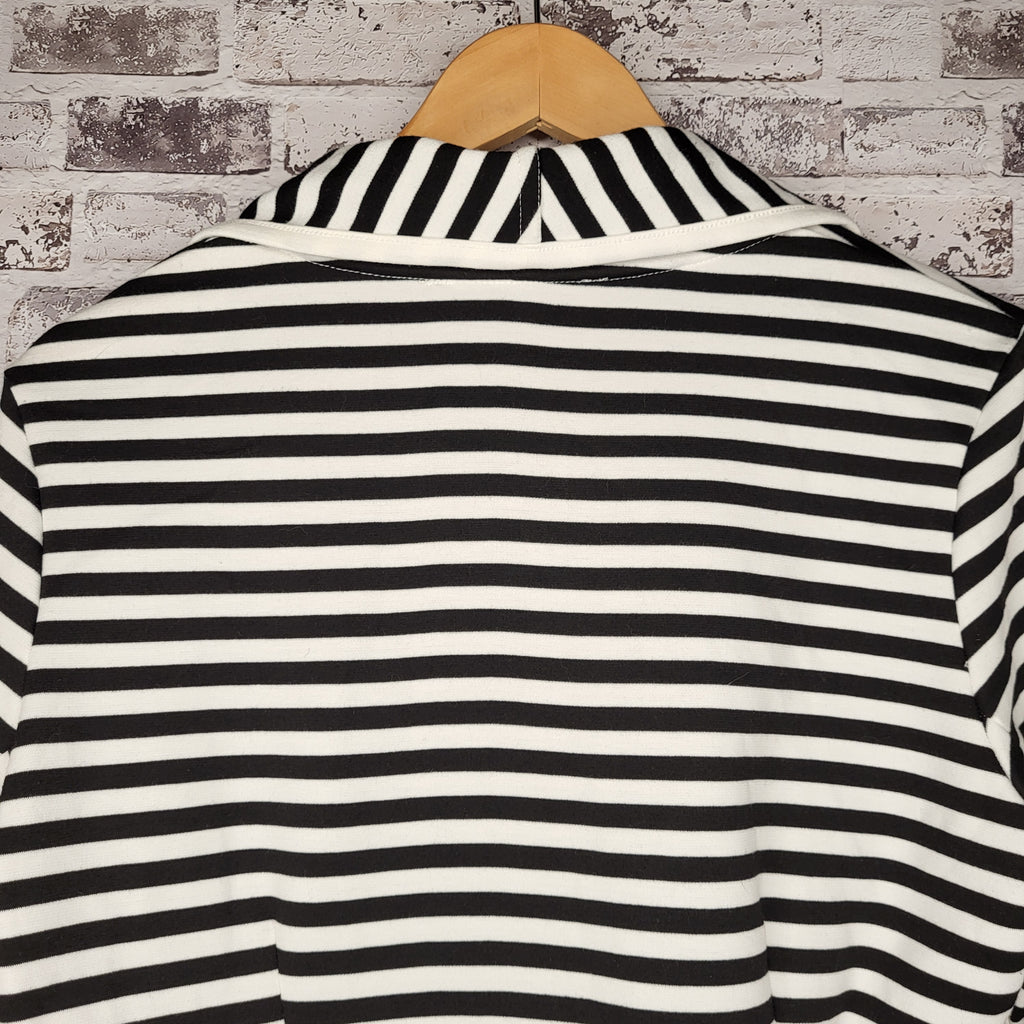 Contemporaine black/white striped open-front jacket (Women's Size L)