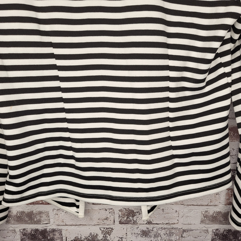 Contemporaine black/white striped open-front jacket (Women's Size L)
