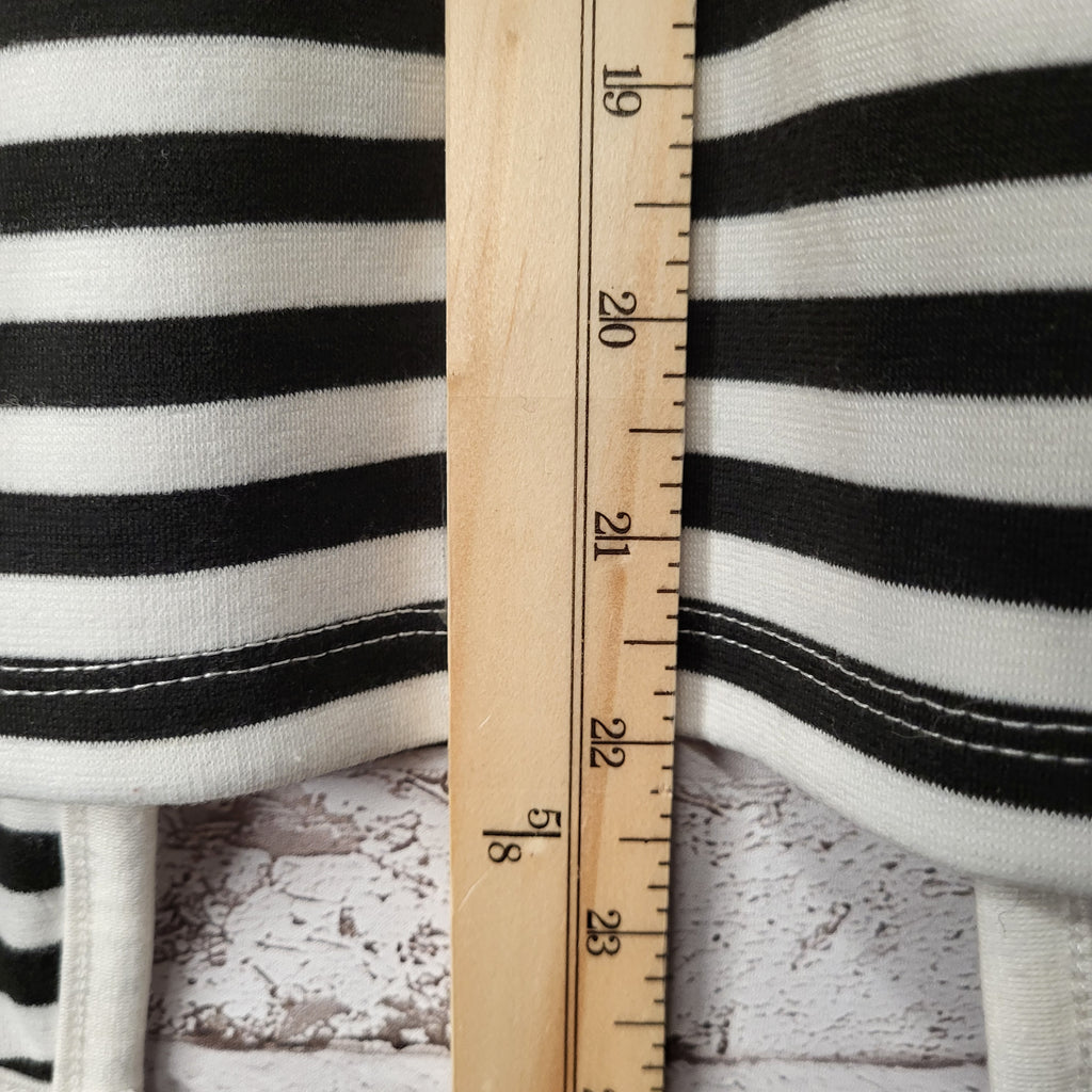 Contemporaine black/white striped open-front jacket (Women's Size L)