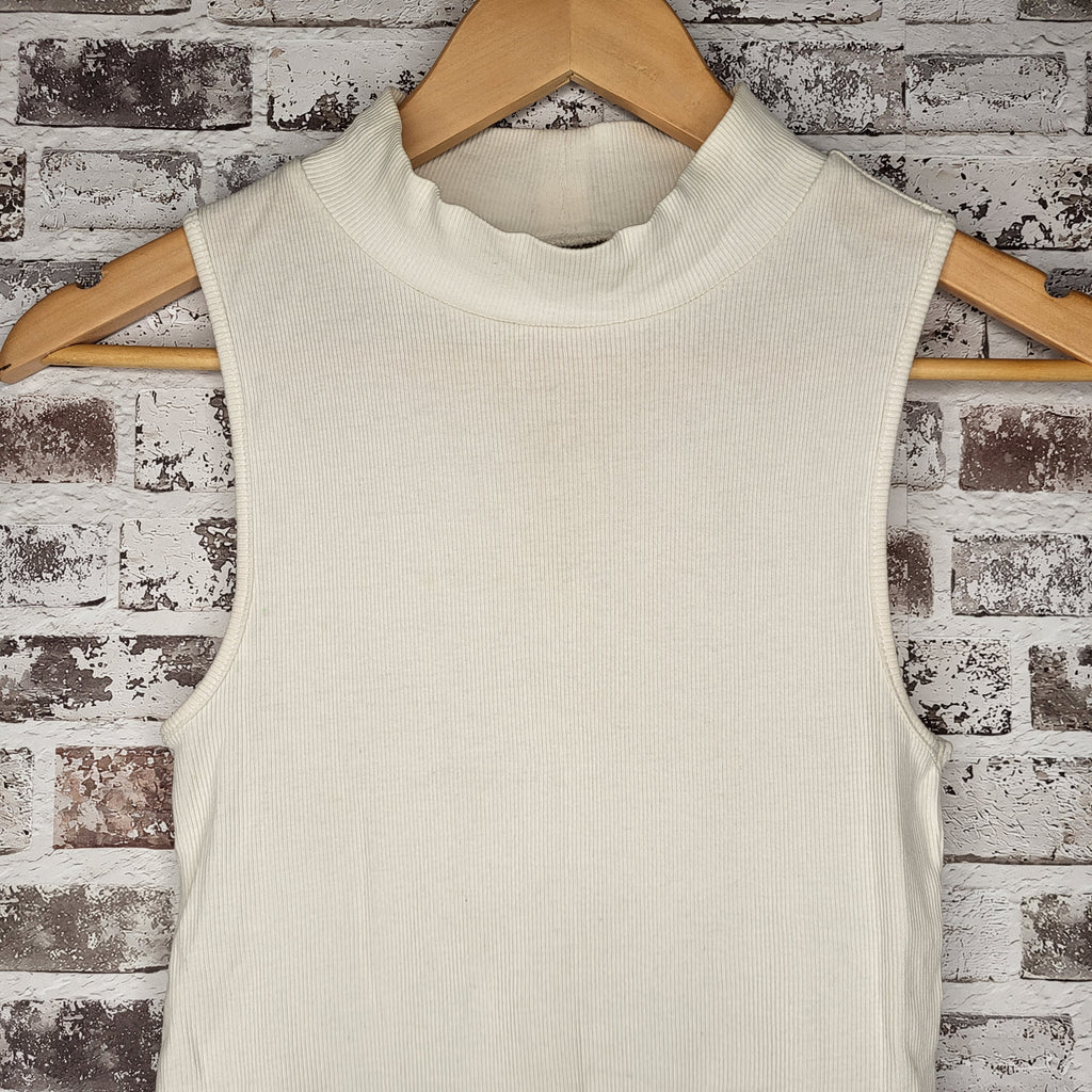 Banana Republic ivory ribbed mock neck bodysuit (Women's Size XS)