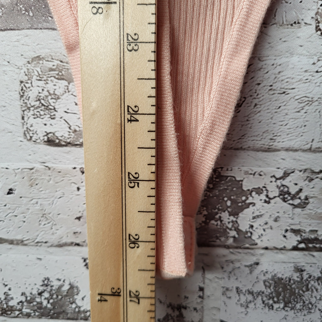GUESS light pink cold-shoulder ribbed bodysuit (Women's Size S)