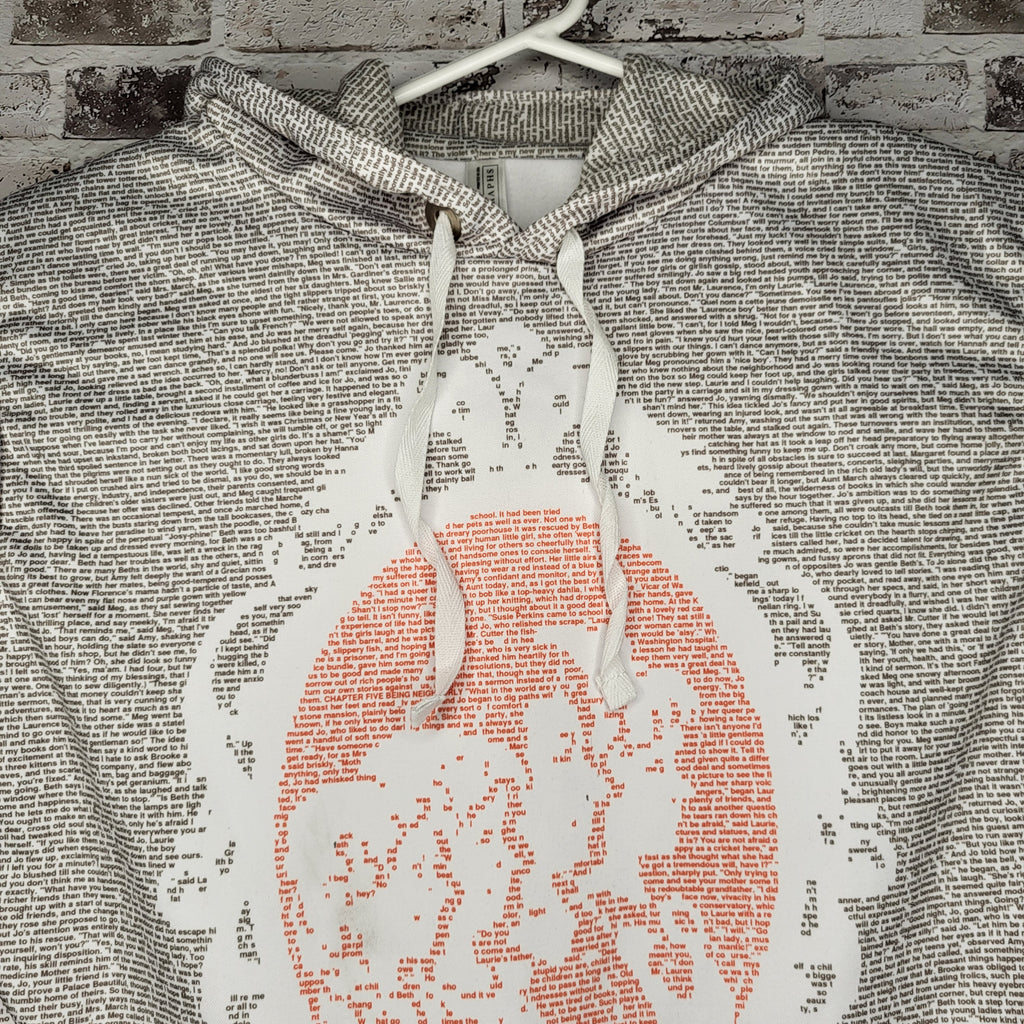 Litographs "Little Women" all-over text print hoodie (Women's Size S)