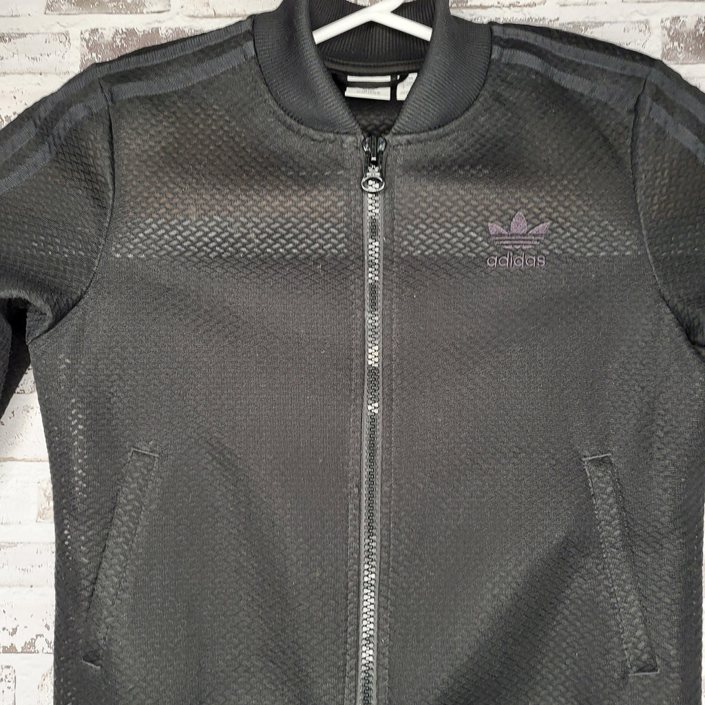 Adidas black mesh track jacket (Women's Size M)
