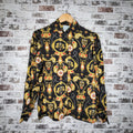 COMO Studio Black Gold Baroque Chain Print Button-Up Shirt (Women's Size 4 or Size S)