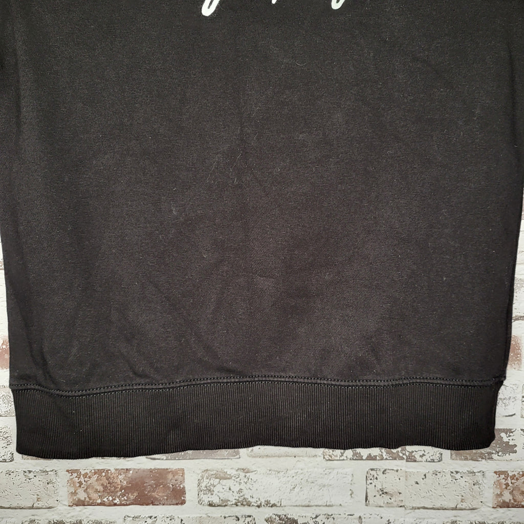 Tommy Hilfiger Black Script Logo Crewneck Sweatshirt (Women's Size S)