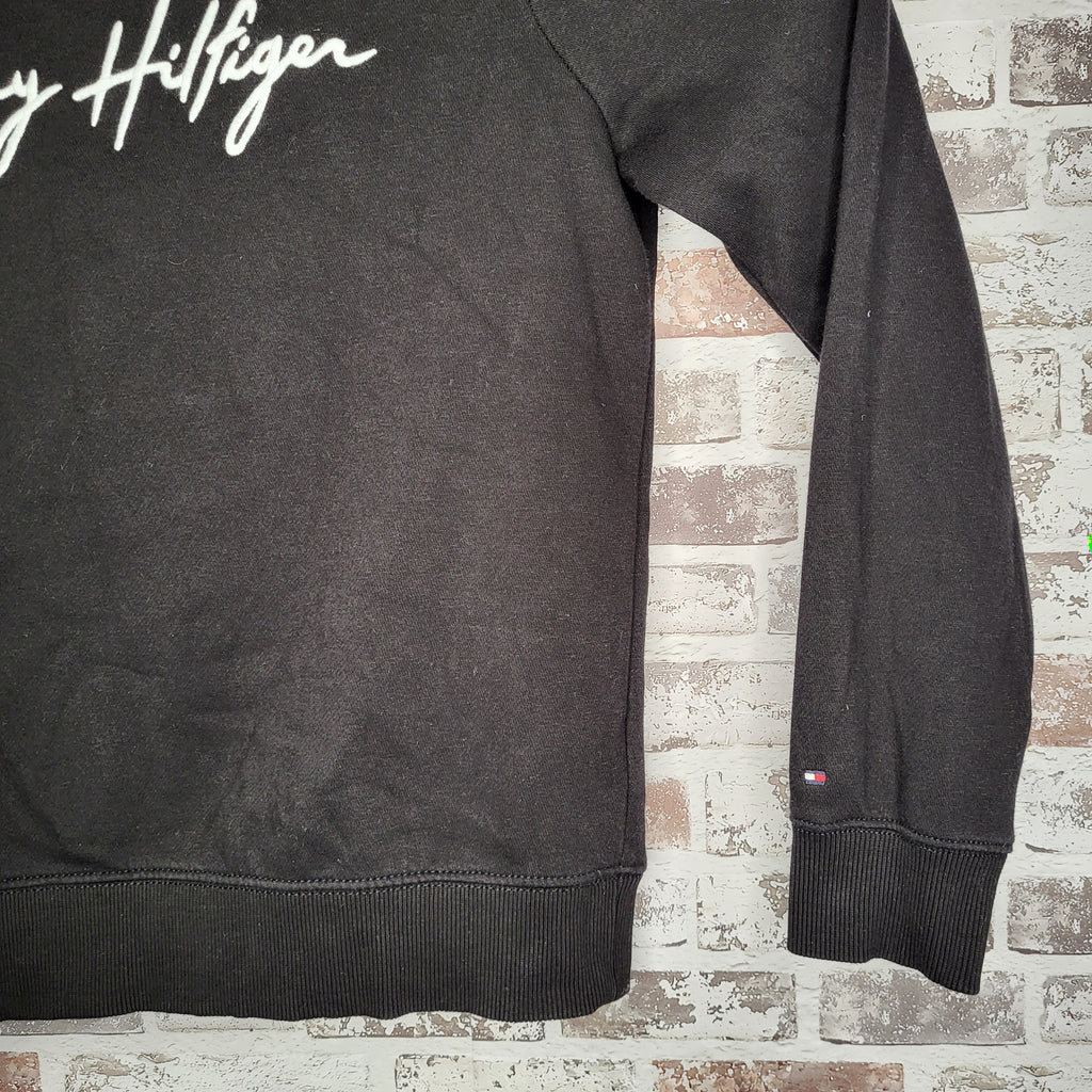 Tommy Hilfiger Black Script Logo Crewneck Sweatshirt (Women's Size S)