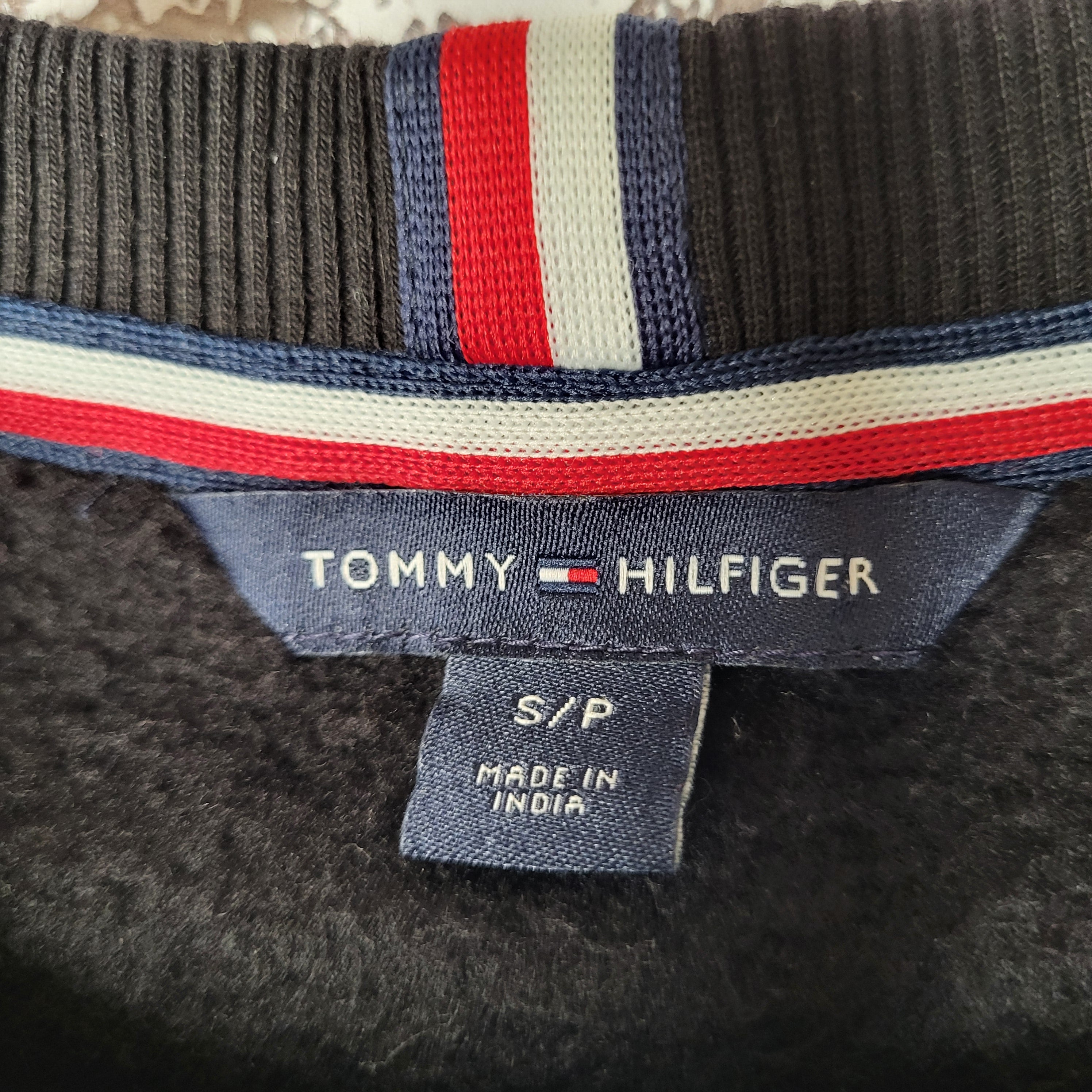 Tommy Hilfiger Black Script Logo Crewneck Sweatshirt (Women's Size S)