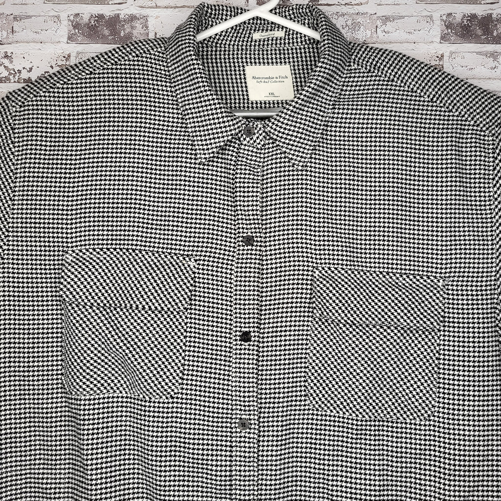 Abercrombie & Fitch Black White Houndstooth Flannel Shacket (Women's Size XXL)