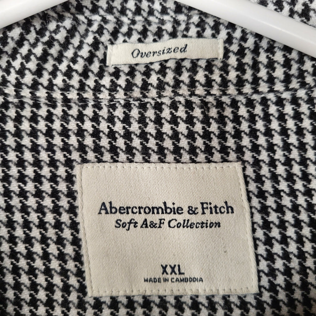 Abercrombie & Fitch Black White Houndstooth Flannel Shacket (Women's Size XXL)