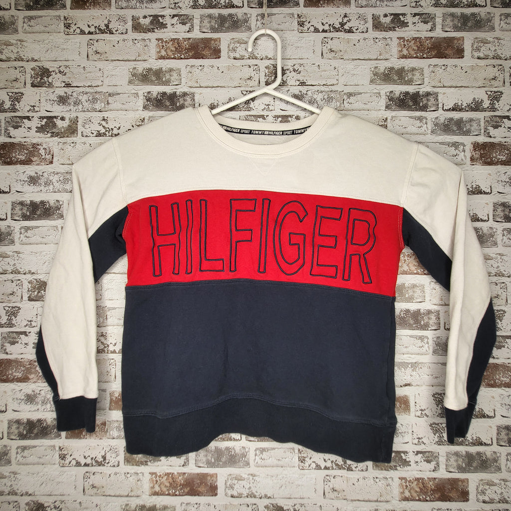 Tommy Hilfiger Colorblock Red Navy White Crewneck Sweatshirt (Women's Size M)