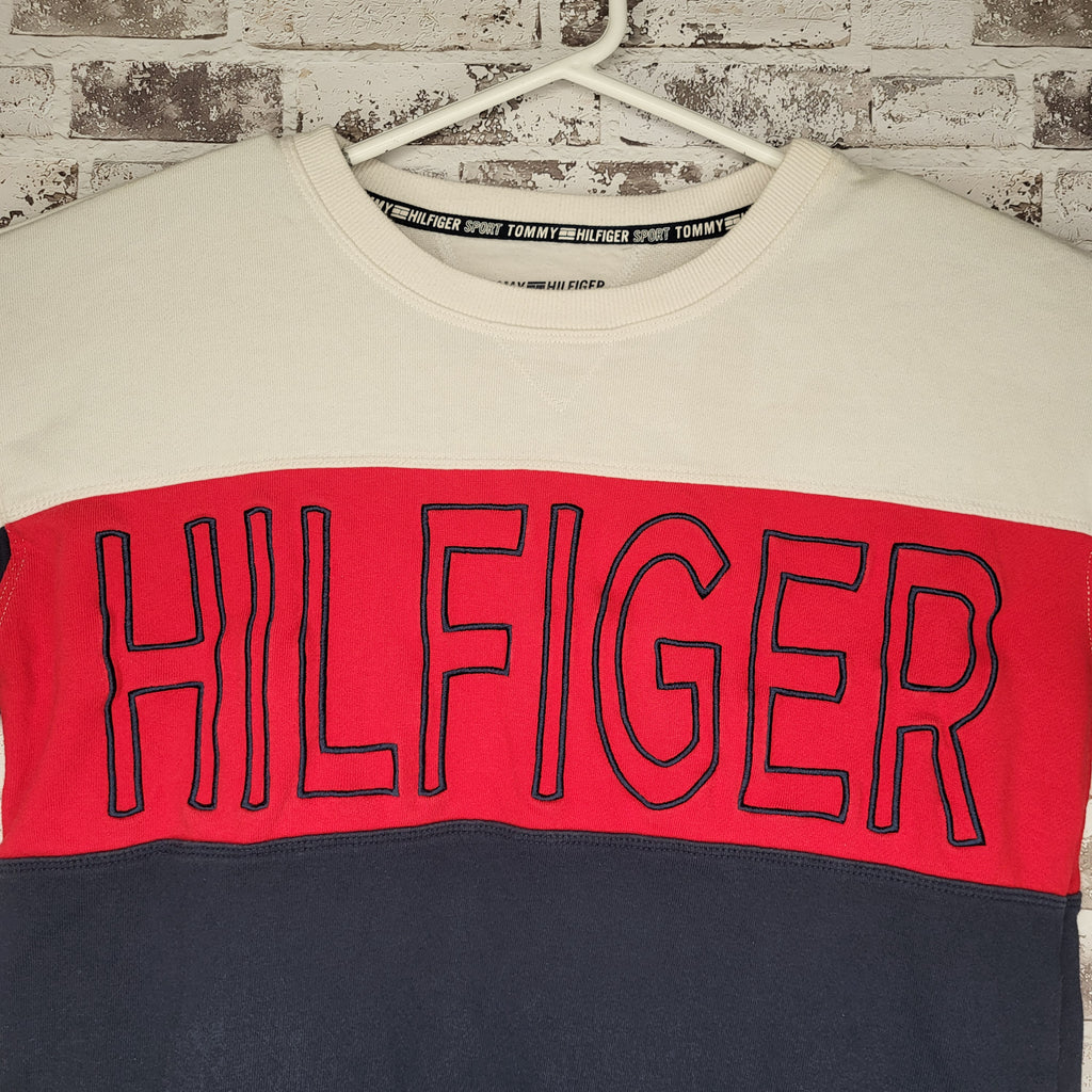 Tommy Hilfiger Colorblock Red Navy White Crewneck Sweatshirt (Women's Size M)