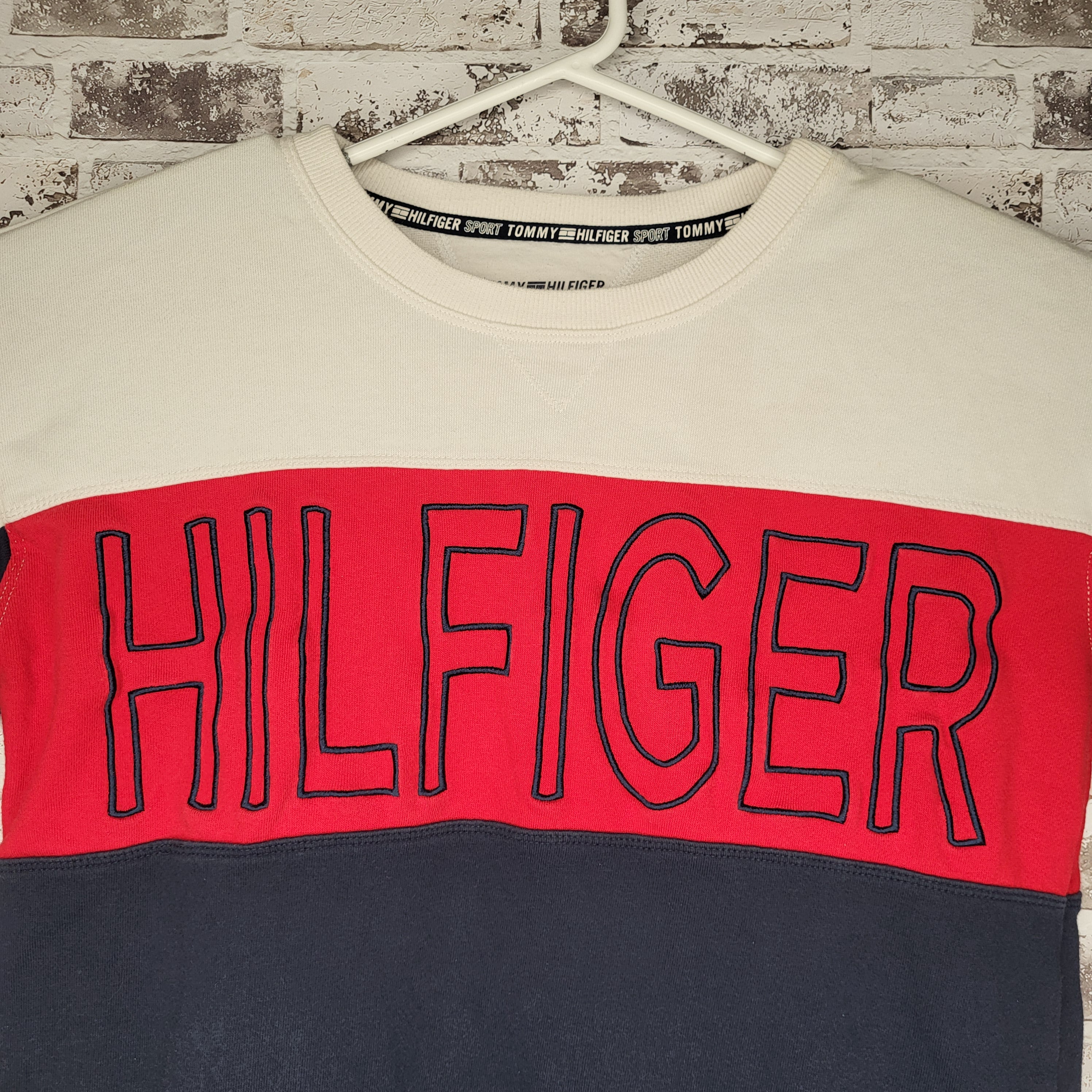 Tommy Hilfiger Colorblock Red Navy White Crewneck Sweatshirt (Women's Size M)