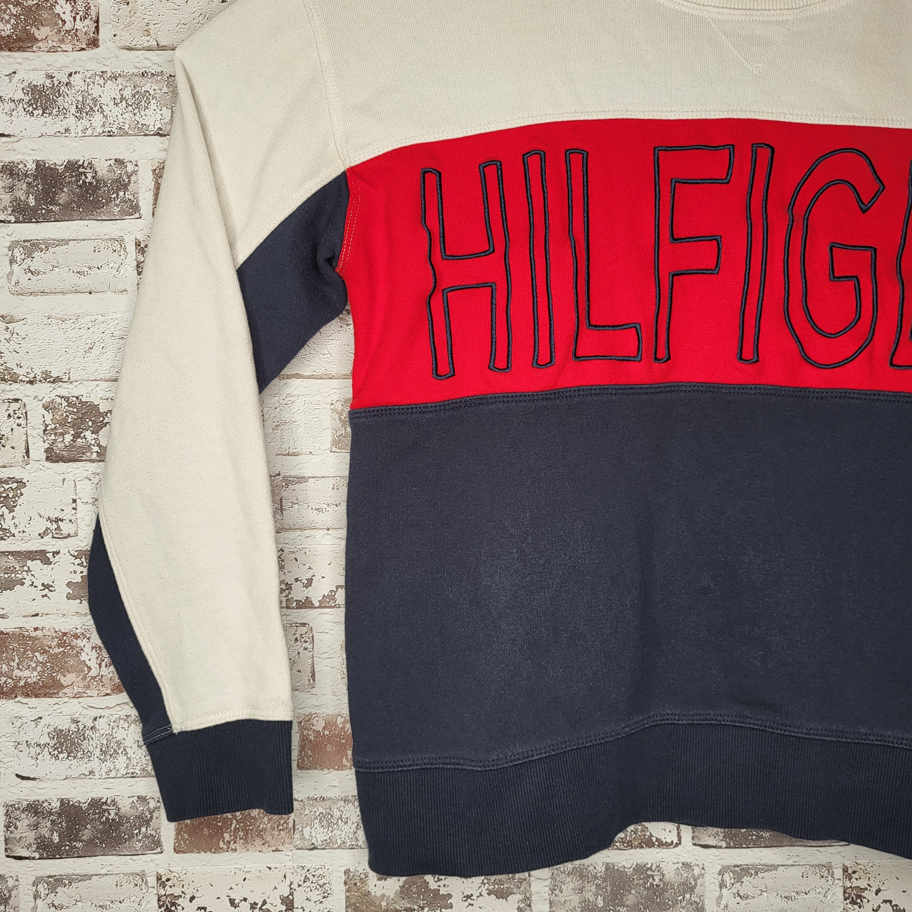 Tommy Hilfiger Colorblock Red Navy White Crewneck Sweatshirt (Women's Size M)