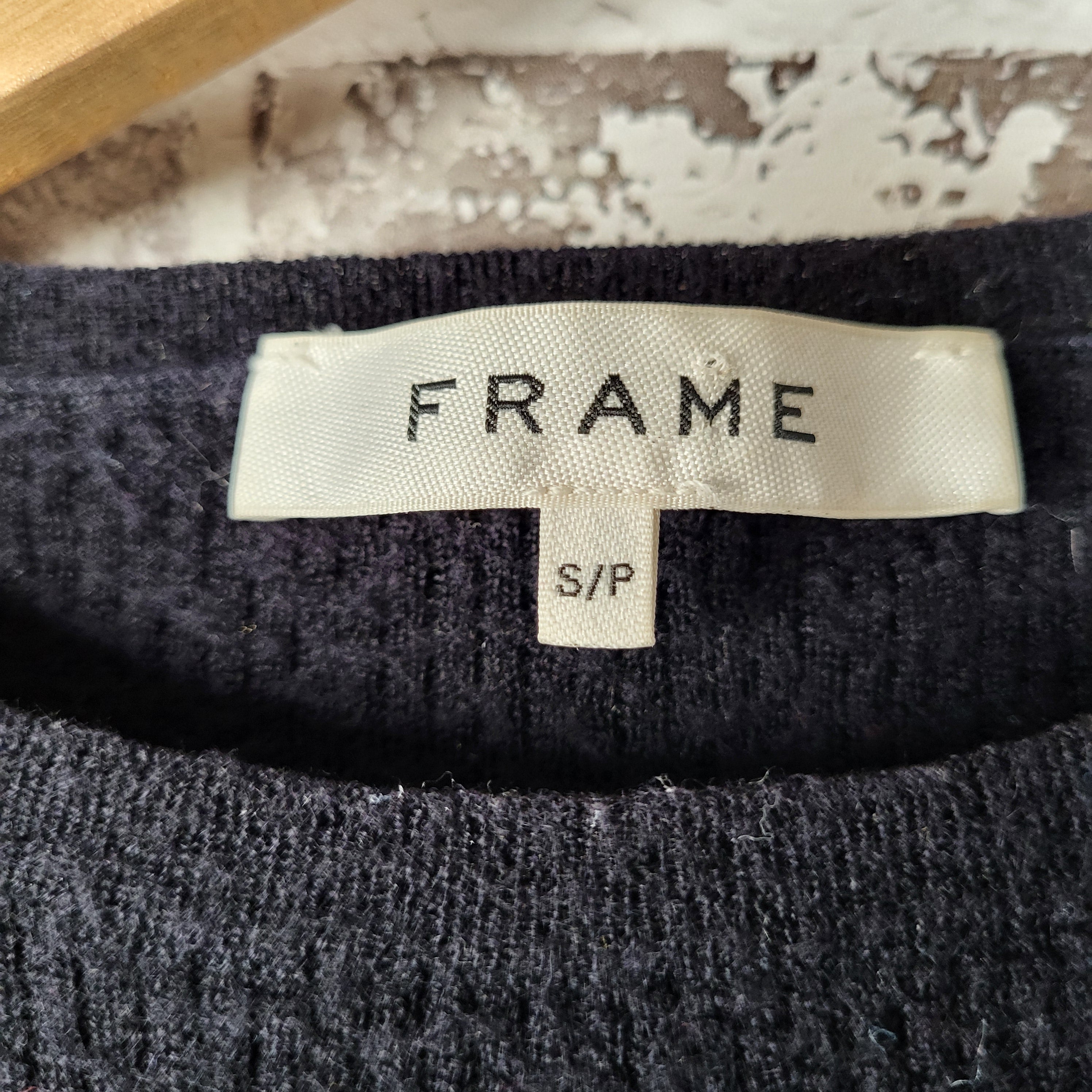 Frame navy ruffle sleeve wool sweater (Women's Size S)