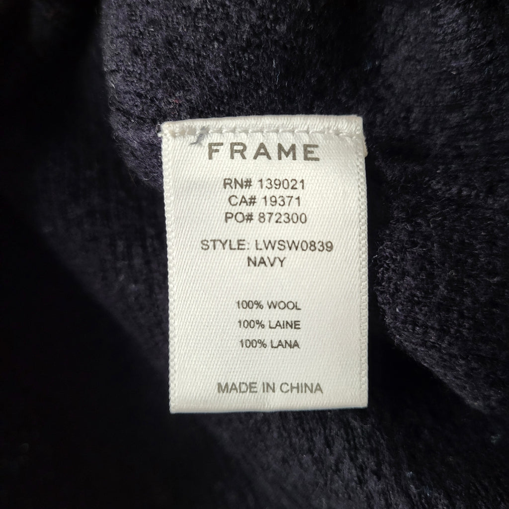 Frame navy ruffle sleeve wool sweater (Women's Size S)