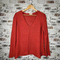 Capture rust open knit V-neck sweater (Women's Size L)