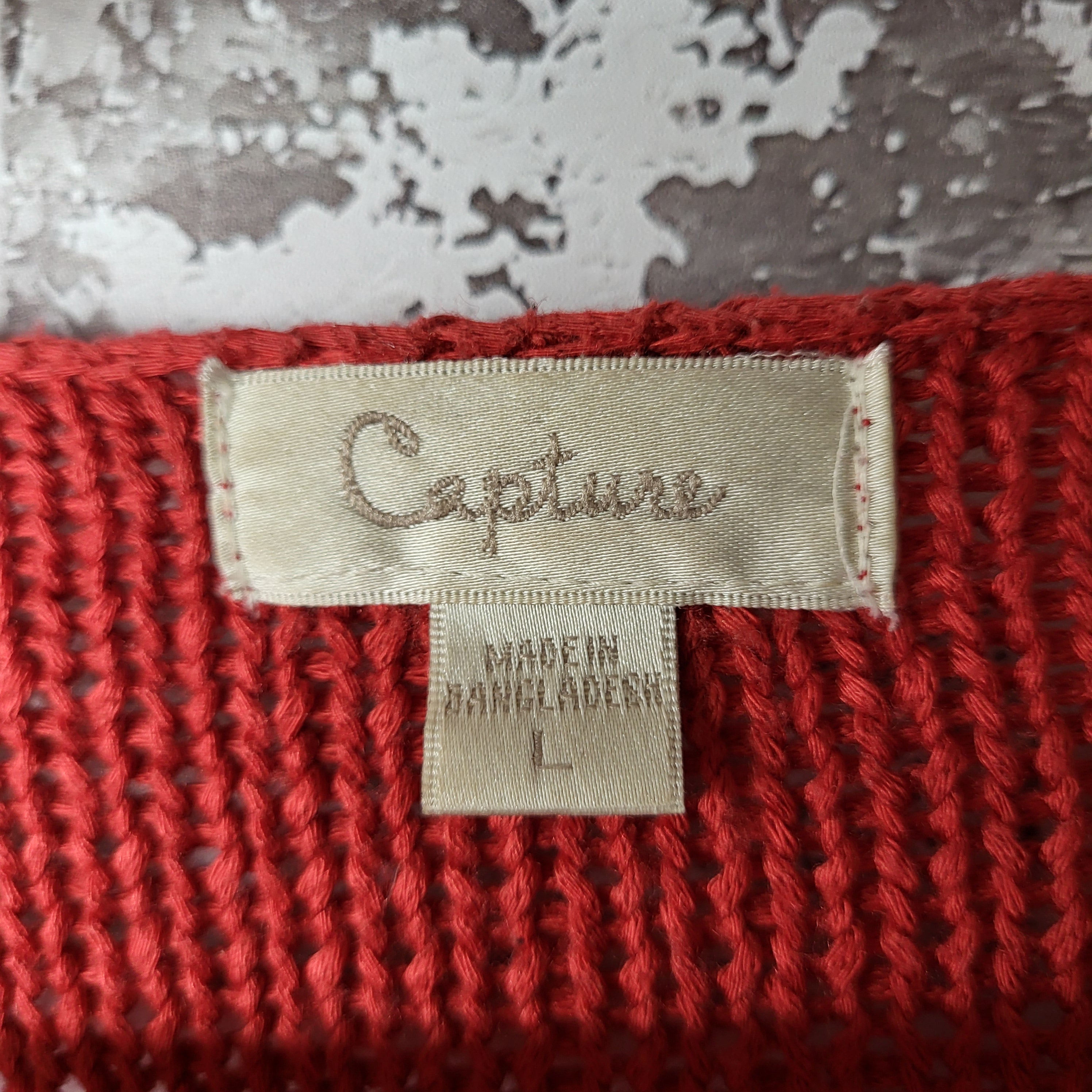 Capture rust open knit V-neck sweater (Women's Size L)