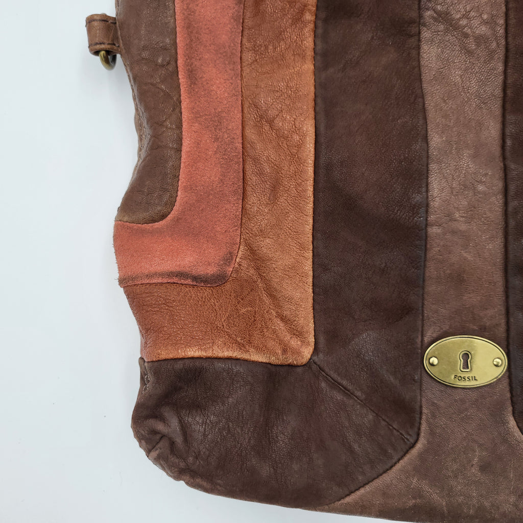 Fossil Brown Multi-Tone Leather Crossbody Bag