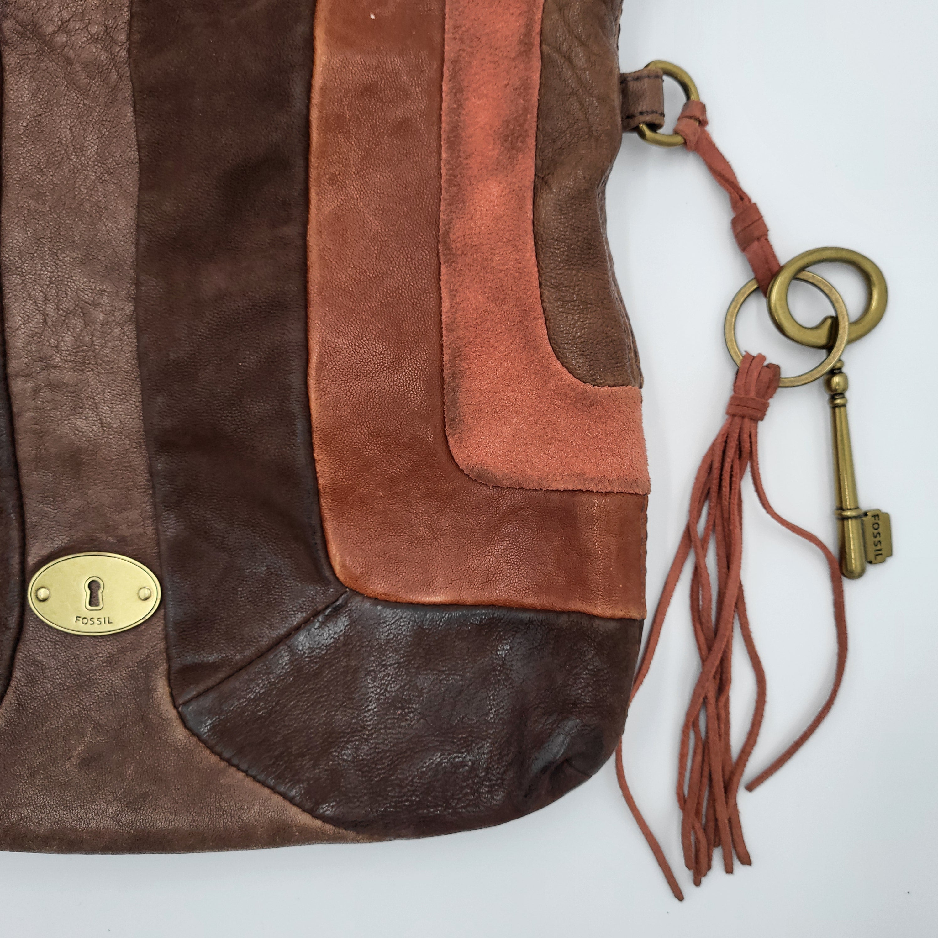 Fossil Brown Multi-Tone Leather Crossbody Bag