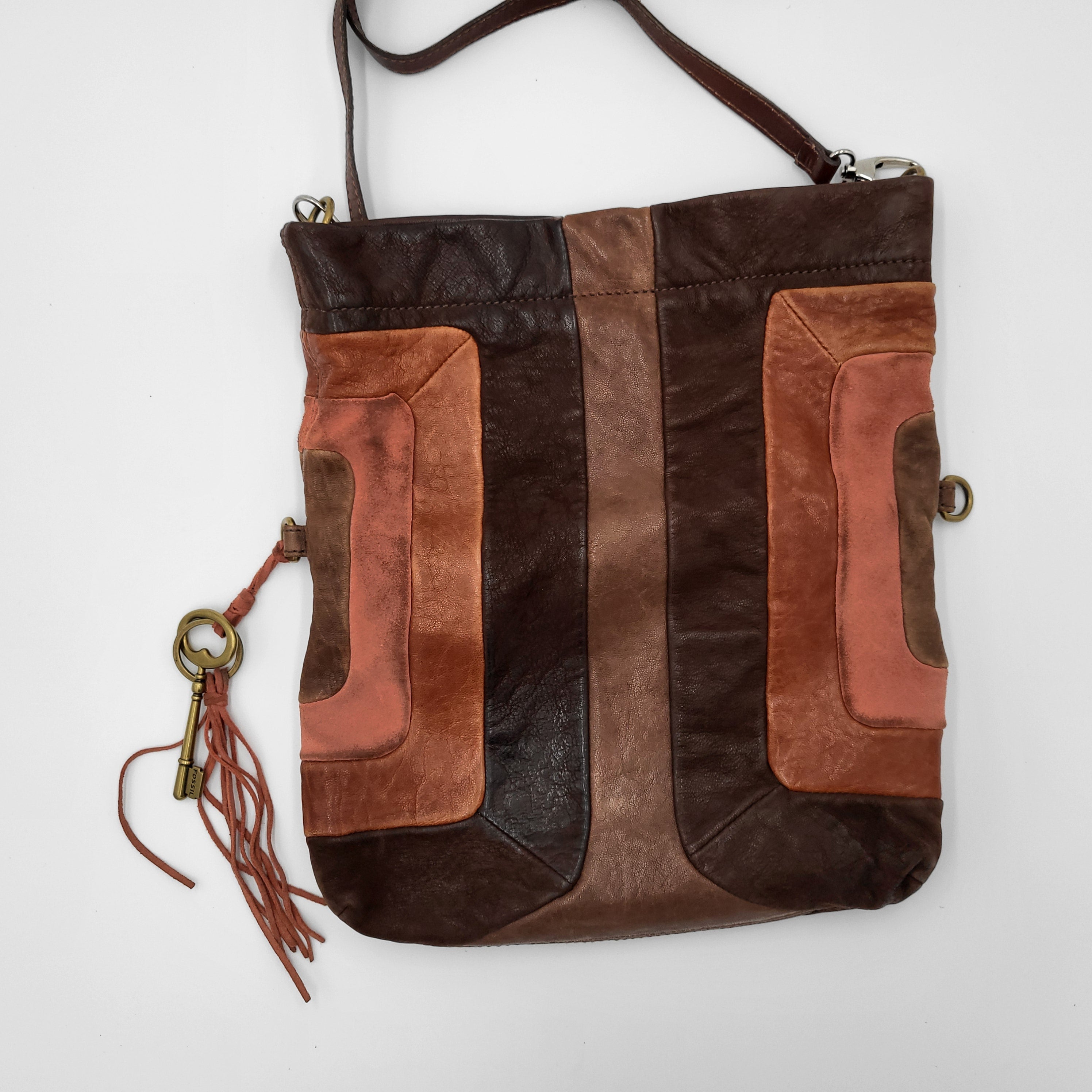 Fossil Brown Multi-Tone Leather Crossbody Bag